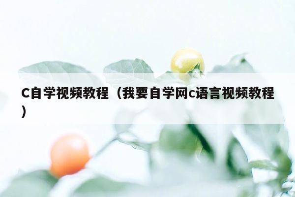 C自学视频教程（我要自学网c语言视频教程）