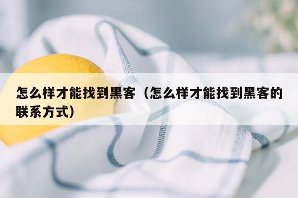 怎么样才能找到黑客（怎么样才能找到黑客的联系方式）