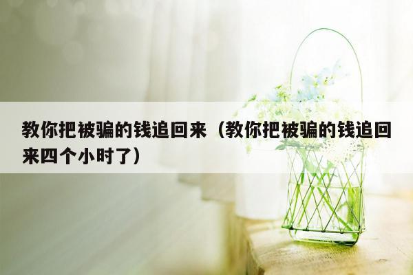 教你把被骗的钱追回来（教你把被骗的钱追回来四个小时了）