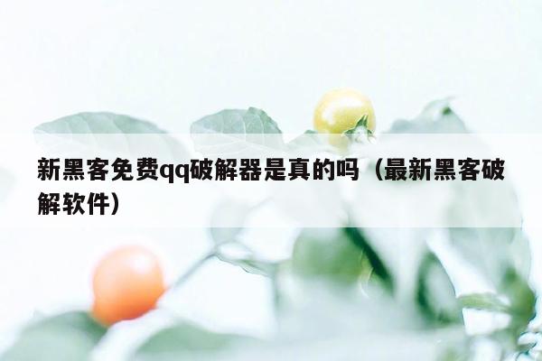 新黑客免费qq破解器是真的吗（最新黑客破解软件）