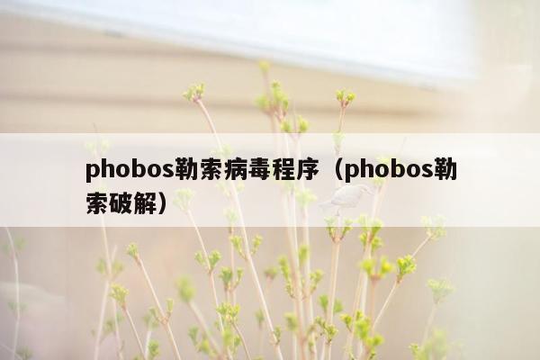 phobos勒索病毒程序（phobos勒索破解）