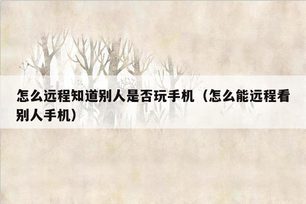 怎么远程知道别人是否玩手机（怎么能远程看别人手机）