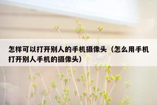 怎样可以打开别人的手机摄像头（怎么用手机打开别人手机的摄像头）