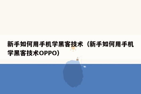 新手如何用手机学黑客技术（新手如何用手机学黑客技术OPPO）