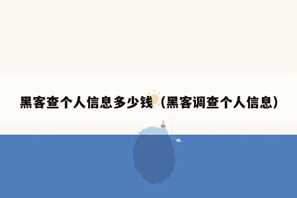 黑客查个人信息多少钱（黑客调查个人信息）