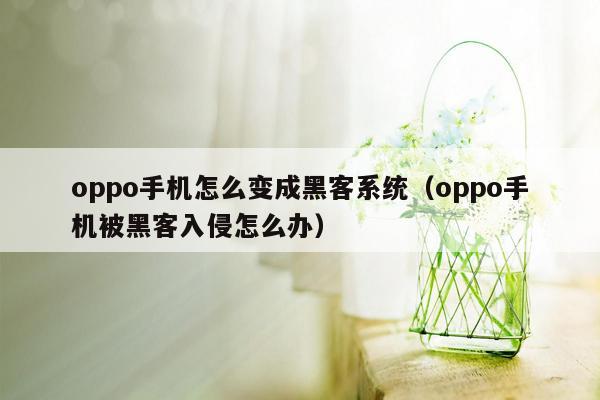 oppo手机怎么变成黑客系统（oppo手机被黑客入侵怎么办）