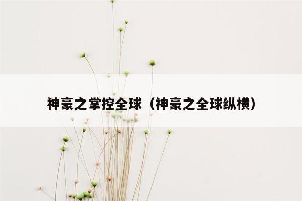 神豪之掌控全球（神豪之全球纵横）