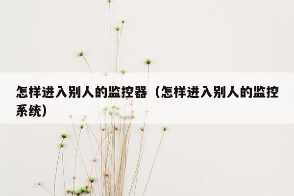 怎样进入别人的监控器（怎样进入别人的监控系统）