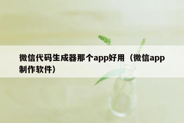 微信代码生成器那个app好用（微信app制作软件）