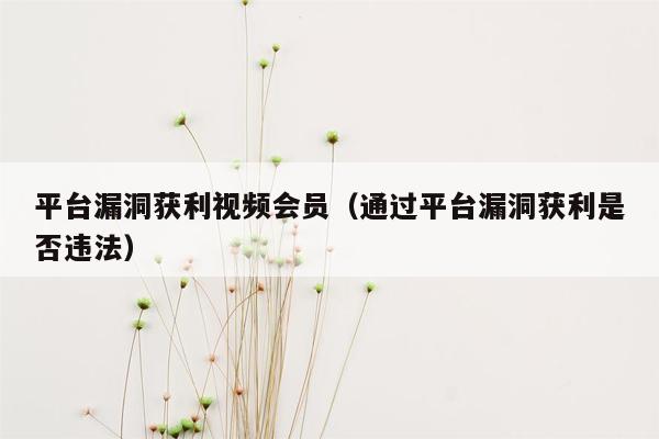 平台漏洞获利视频会员（通过平台漏洞获利是否违法）