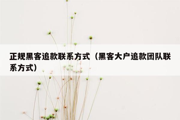 正规黑客追款联系方式（黑客大户追款团队联系方式）