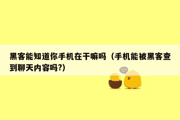 黑客能知道你手机在干嘛吗（手机能被黑客查到聊天内容吗?）