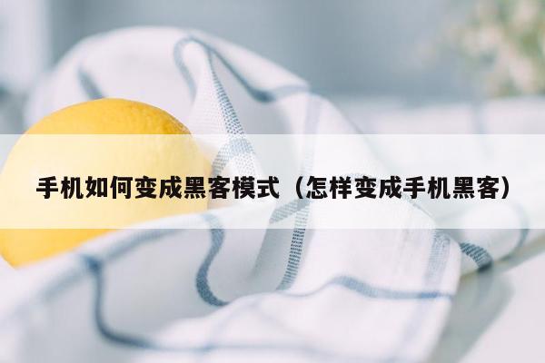 手机如何变成黑客模式（怎样变成手机黑客）