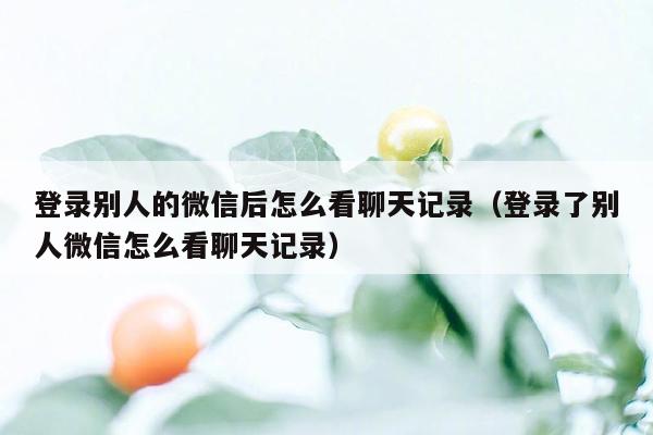 登录别人的微信后怎么看聊天记录（登录了别人微信怎么看聊天记录）