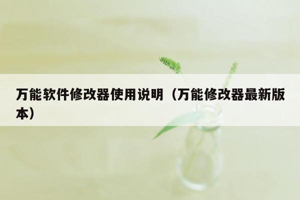 万能软件修改器使用说明（万能修改器最新版本）