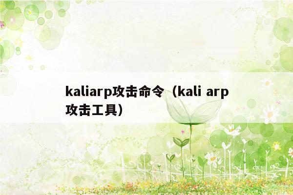 kaliarp攻击命令（kali arp攻击工具）