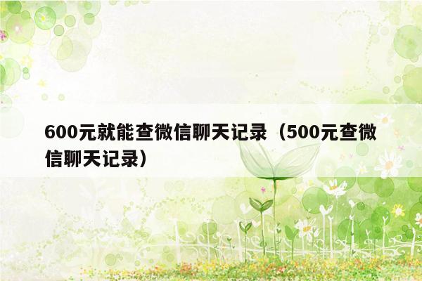 600元就能查微信聊天记录（500元查微信聊天记录）