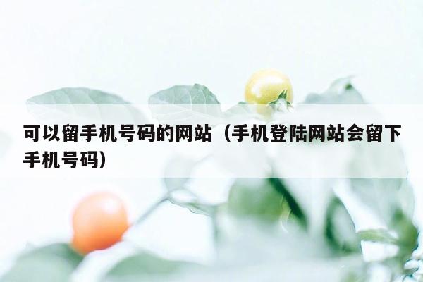 可以留手机号码的网站（手机登陆网站会留下手机号码）