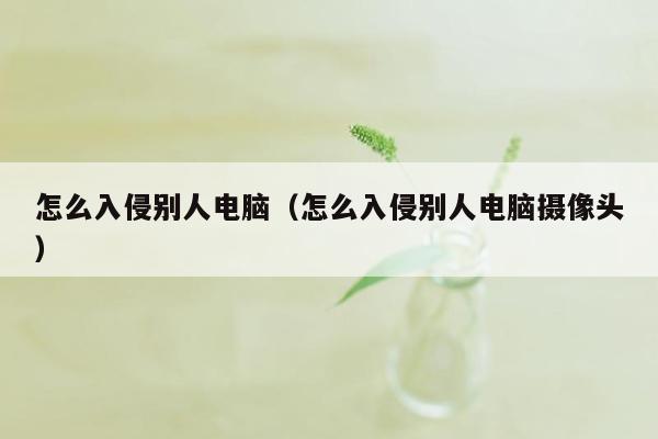 怎么入侵别人电脑（怎么入侵别人电脑摄像头）