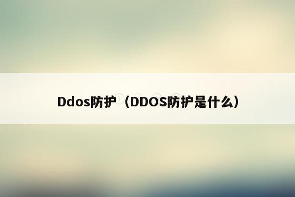 Ddos防护（DDOS防护是什么）