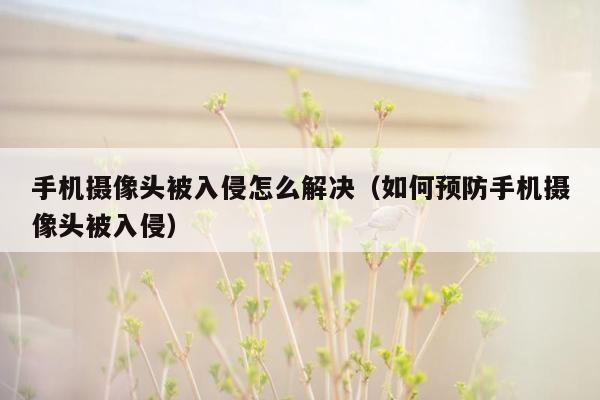 手机摄像头被入侵怎么解决（如何预防手机摄像头被入侵）