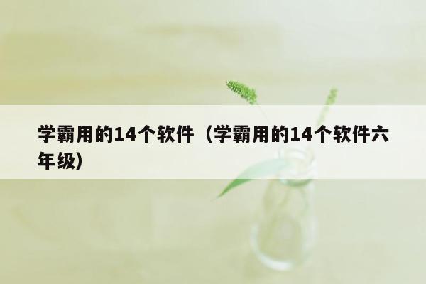 学霸用的14个软件（学霸用的14个软件六年级）