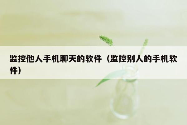 监控他人手机聊天的软件（监控别人的手机软件）