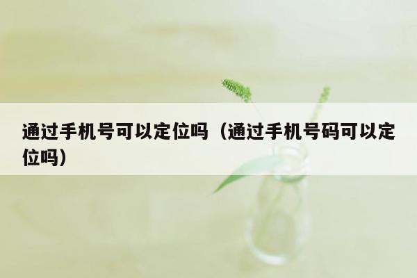 通过手机号可以定位吗（通过手机号码可以定位吗）