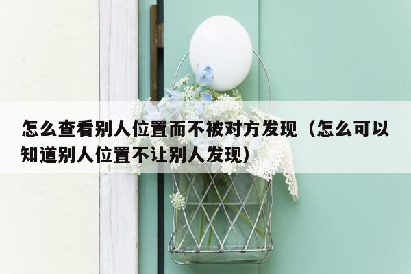 怎么查看别人位置而不被对方发现（怎么可以知道别人位置不让别人发现）