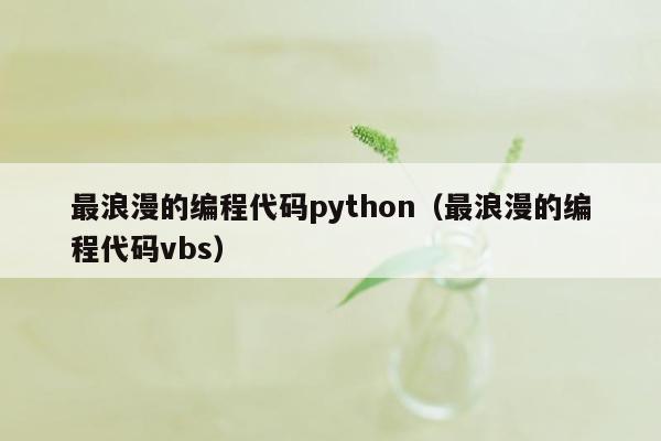 最浪漫的编程代码python（最浪漫的编程代码vbs）