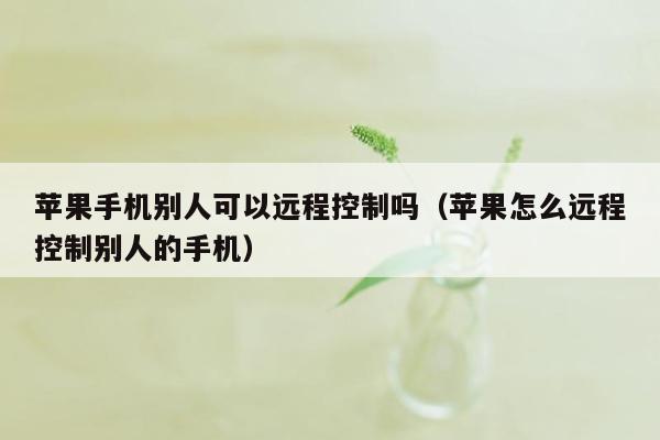 苹果手机别人可以远程控制吗（苹果怎么远程控制别人的手机）