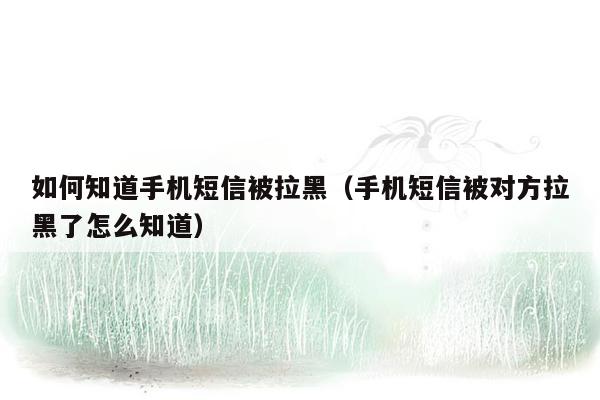 如何知道手机短信被拉黑（手机短信被对方拉黑了怎么知道）