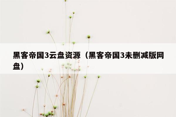 黑客帝国3云盘资源（黑客帝国3未删减版网盘）