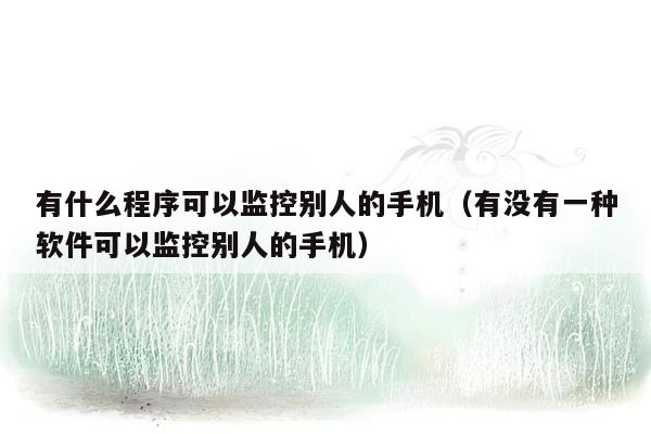 有什么程序可以监控别人的手机（有没有一种软件可以监控别人的手机）