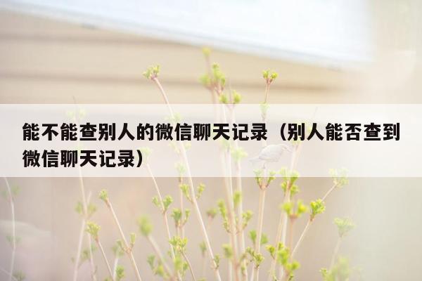 能不能查别人的微信聊天记录（别人能否查到微信聊天记录）