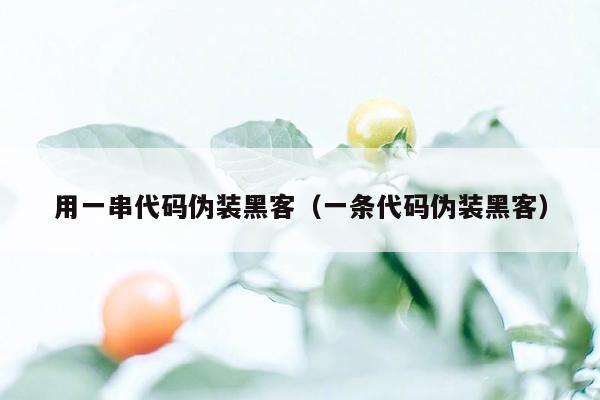 用一串代码伪装黑客（一条代码伪装黑客）