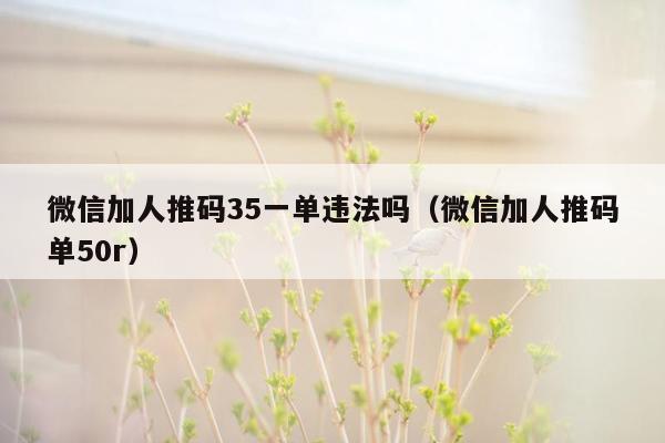 微信加人推码35一单违法吗（微信加人推码单50r）