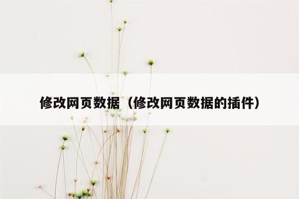 修改网页数据（修改网页数据的插件）