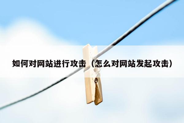 如何对网站进行攻击（怎么对网站发起攻击）