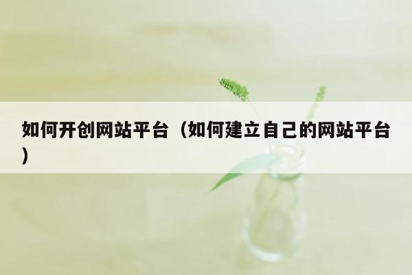 如何开创网站平台（如何建立自己的网站平台）