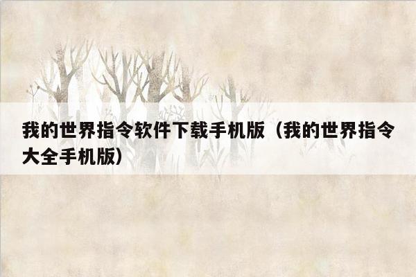 我的世界指令软件下载手机版（我的世界指令大全手机版）