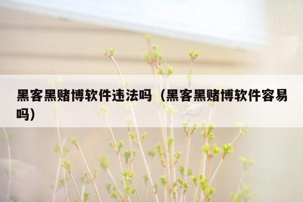 黑客黑赌博软件违法吗（黑客黑赌博软件容易吗）