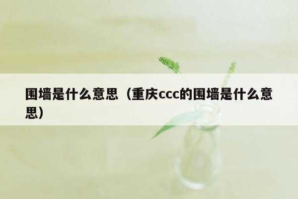 围墙是什么意思（重庆ccc的围墙是什么意思）