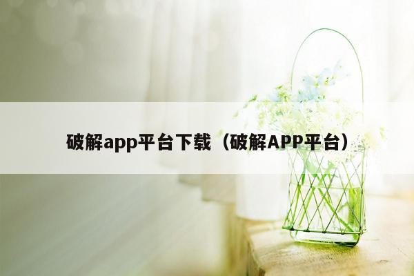 破解app平台下载（破解APP平台）