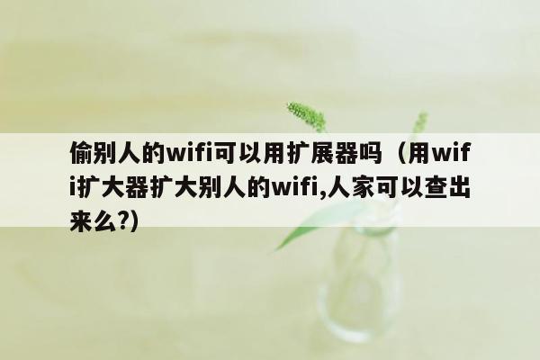 偷别人的wifi可以用扩展器吗（用wifi扩大器扩大别人的wifi,人家可以查出来么?）