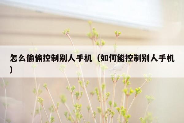 怎么偷偷控制别人手机（如何能控制别人手机）