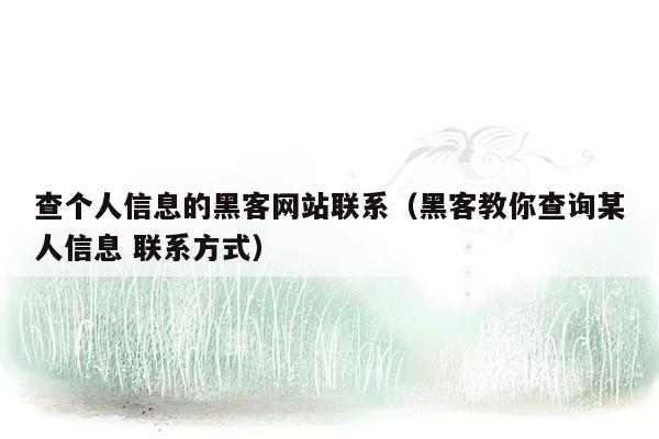 查个人信息的黑客网站联系（黑客教你查询某人信息 联系方式）