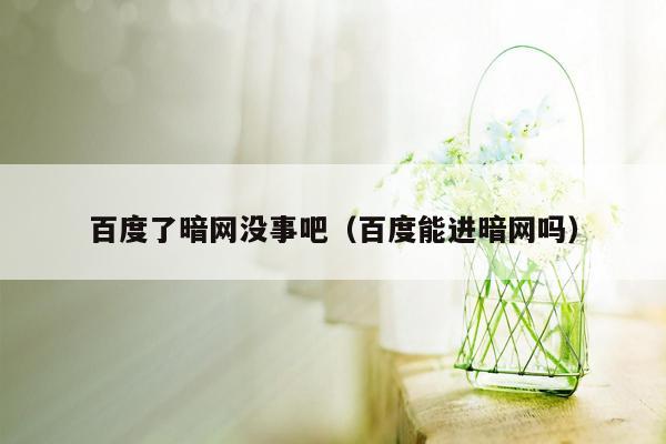 百度了暗网没事吧（百度能进暗网吗）