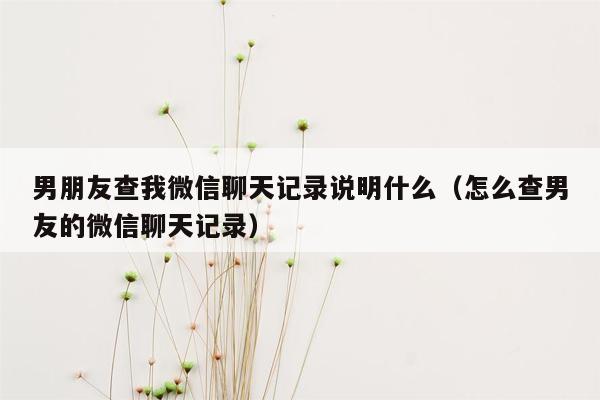 男朋友查我微信聊天记录说明什么（怎么查男友的微信聊天记录）