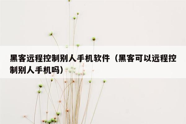 黑客远程控制别人手机软件（黑客可以远程控制别人手机吗）